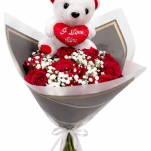 Rose Bouquet and Teddy (15 stem)